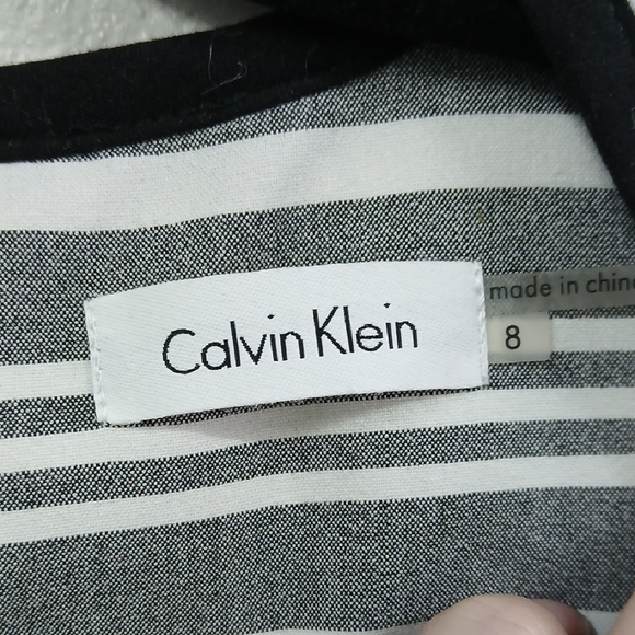 Calvin Klein Women's Black and Gray Striped Midi Dress - Picture 3 of 5